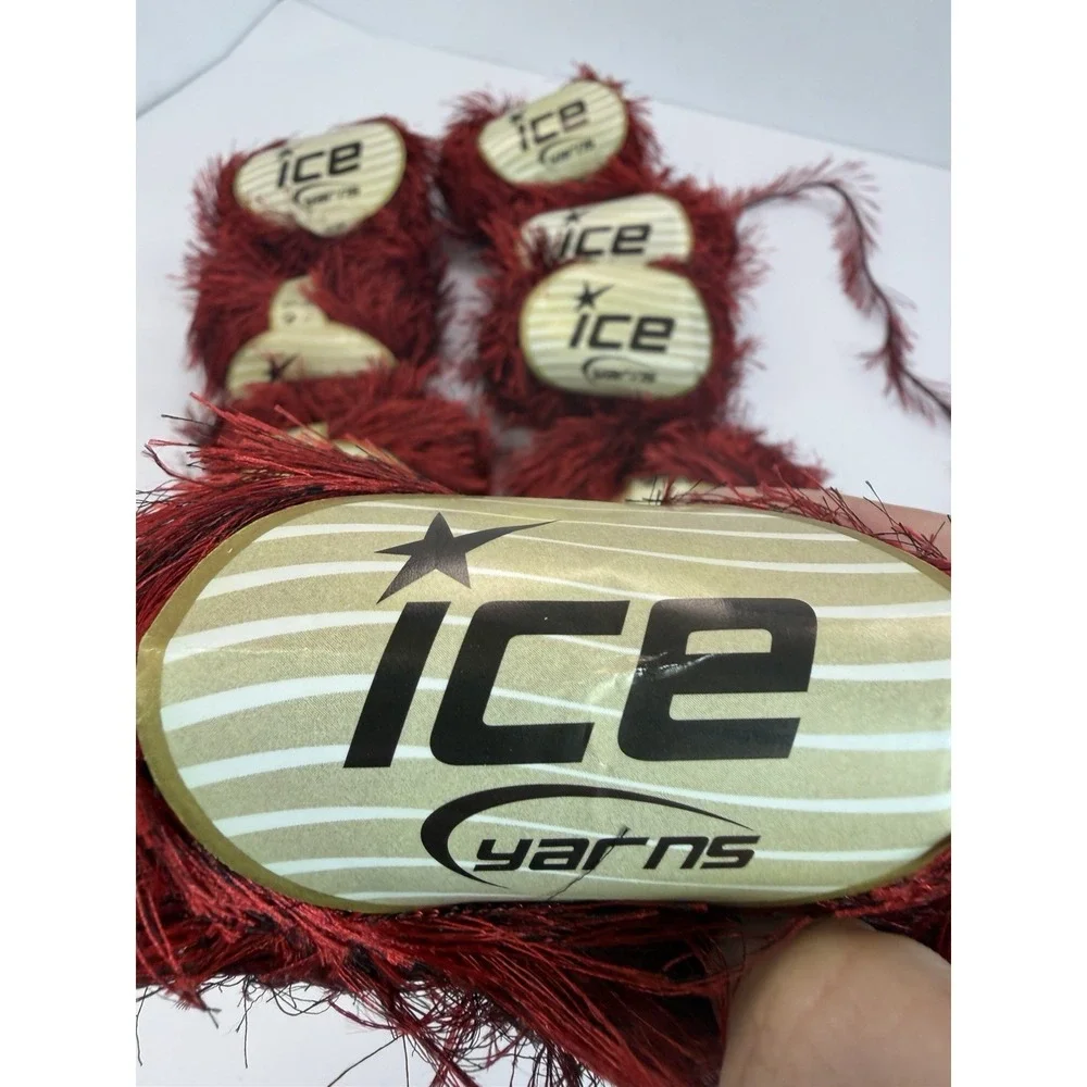 Ice Yarns Eyelash Soft Made in Turkey 50g Each Skeins Lot of 8 Red